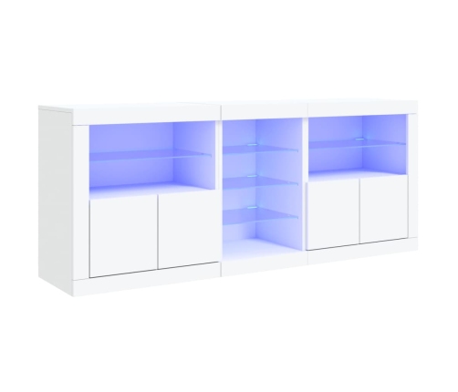 Aparador con luces LED blanco 162x37x67 cm