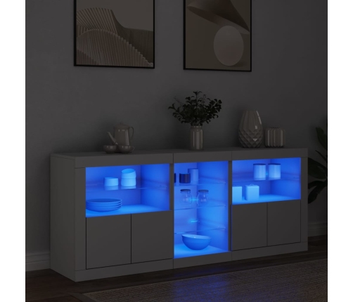 Aparador con luces LED blanco 162x37x67 cm