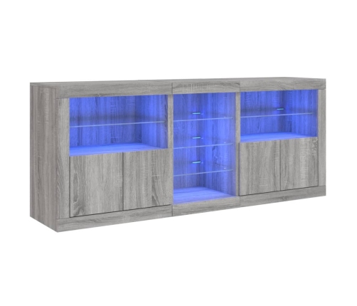 Aparador con luces LED gris Sonoma 162x37x67 cm