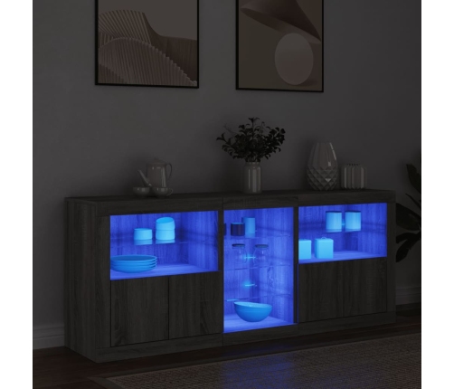 Aparador con luces LED gris Sonoma 162x37x67 cm