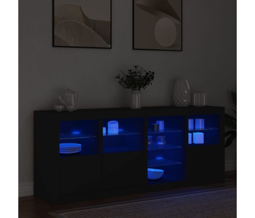 Aparador con luces LED negro 164x37x67 cm