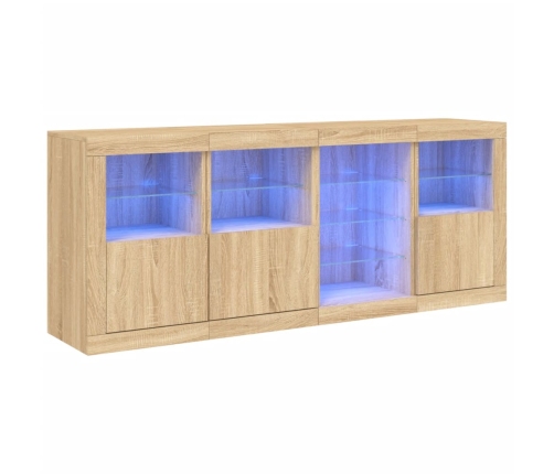 Aparador con luces LED roble Sonoma 164x37x67 cm