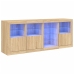 Aparador con luces LED roble Sonoma 164x37x67 cm