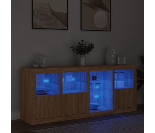 Aparador con luces LED roble Sonoma 164x37x67 cm