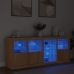 Aparador con luces LED roble Sonoma 164x37x67 cm