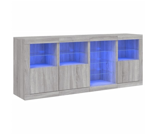 Aparador con luces LED gris Sonoma 164x37x67 cm