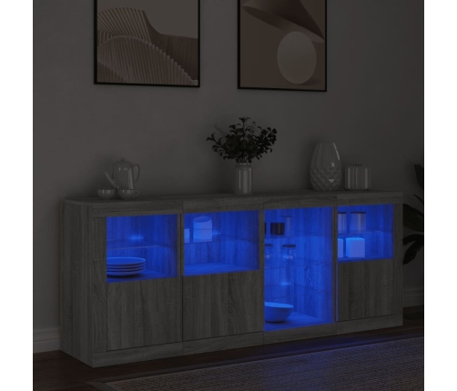 Aparador con luces LED gris Sonoma 164x37x67 cm