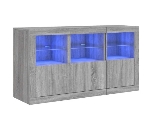 Aparador con luces LED gris Sonoma 123x37x67 cm