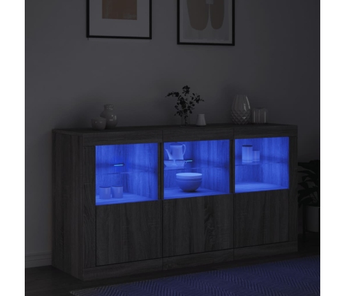 Aparador con luces LED gris Sonoma 123x37x67 cm