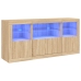 Aparador con luces LED roble Sonoma 142,5x37x67 cm