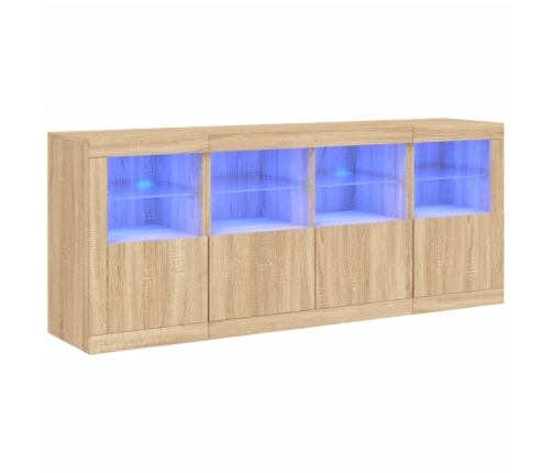 Aparador con luces LED roble Sonoma 163x37x67 cm