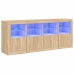 Aparador con luces LED roble Sonoma 163x37x67 cm