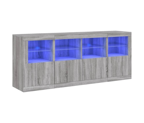 Aparador con luces LED gris Sonoma 163x37x67 cm