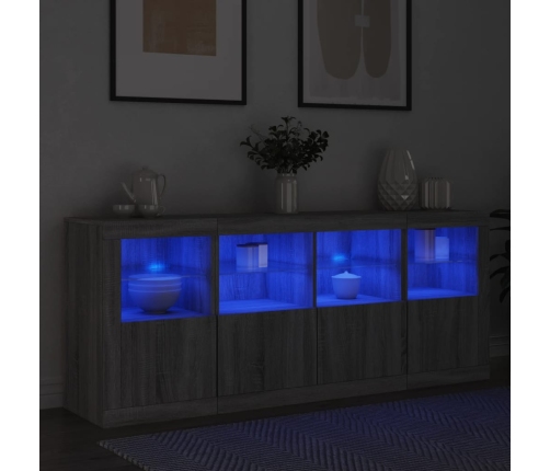 Aparador con luces LED gris Sonoma 163x37x67 cm