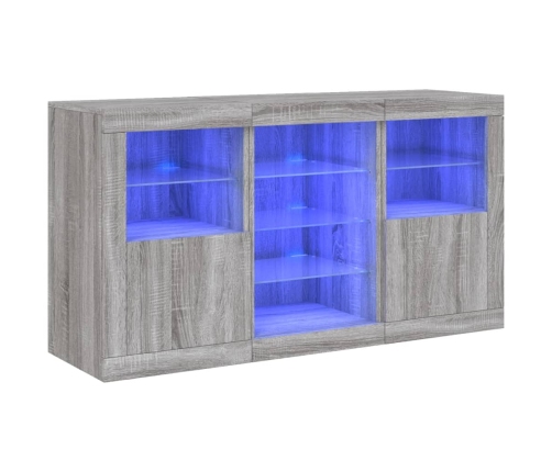 Aparador con luces LED gris Sonoma 123x37x67 cm