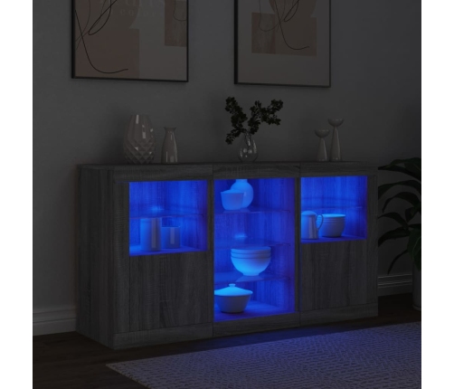 Aparador con luces LED gris Sonoma 123x37x67 cm