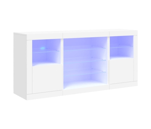 Aparador con luces LED blanco 142,5x37x67 cm