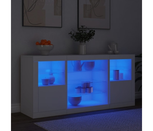 Aparador con luces LED blanco 142,5x37x67 cm