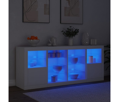 Aparador con luces LED blanco 163x37x67 cm