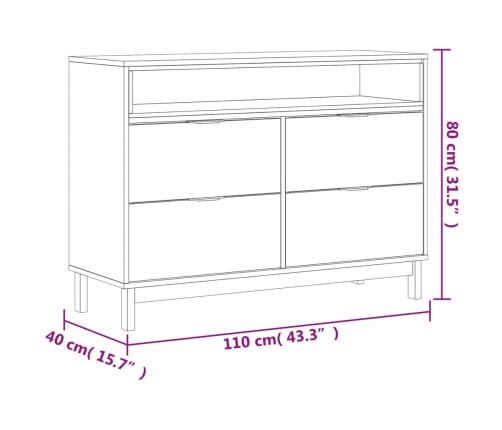 Cómoda FLAM madera maciza de pino 110x40x80 cm