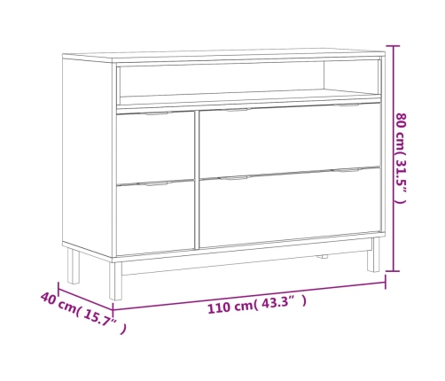 Cómoda FLAM madera maciza de pino 110x40x80 cm