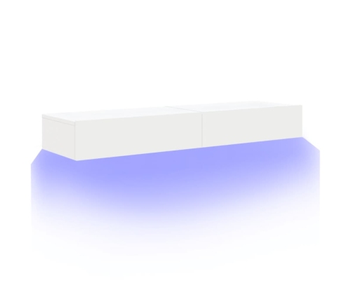 Muebles de TV con luces LED 2 unidades blanco 60x35x15,5 cm