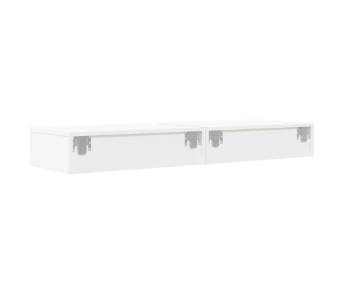 Muebles de TV con luces LED 2 unidades blanco 60x35x15,5 cm