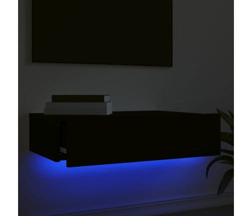 Mueble de TV con luces LED negro 60x35x15,5 cm