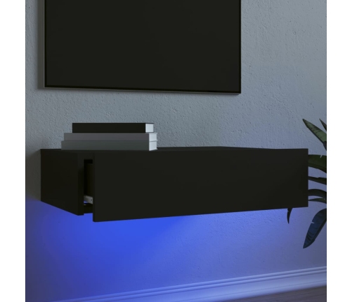 Mueble de TV con luces LED negro 60x35x15,5 cm