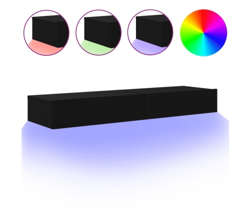 Muebles de TV con luces LED 2 uds negro 60x35x15,5 cm