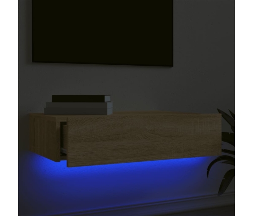 Mueble de TV con luces LED roble Sonoma 60x35x15,5 cm