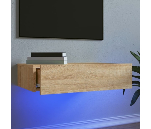 Mueble de TV con luces LED roble Sonoma 60x35x15,5 cm