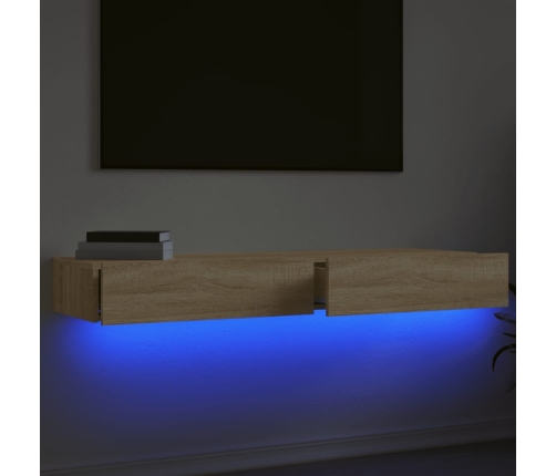 Muebles de TV con luces LED 2 uds roble Sonoma 60x35x15,5 cm