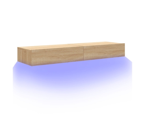 Muebles de TV con luces LED 2 uds roble Sonoma 60x35x15,5 cm