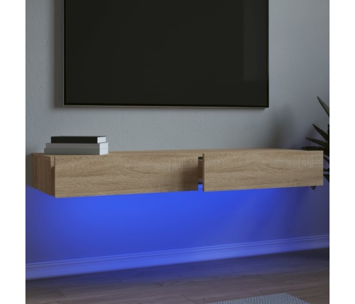 Muebles de TV con luces LED 2 uds roble Sonoma 60x35x15,5 cm