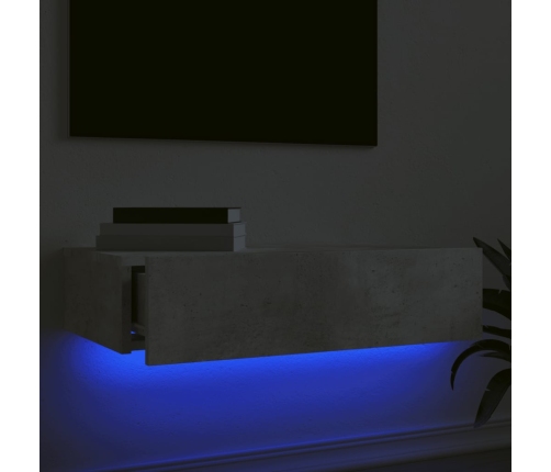 Mueble de TV con luces LED gris hormigón 60x35x15,5 cm