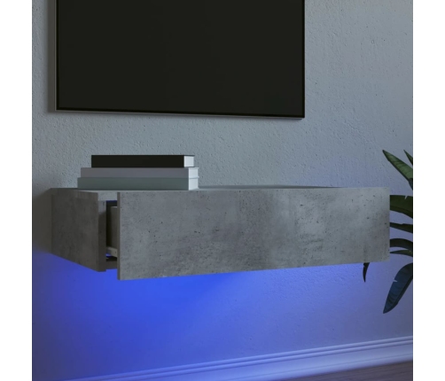 Mueble de TV con luces LED gris hormigón 60x35x15,5 cm