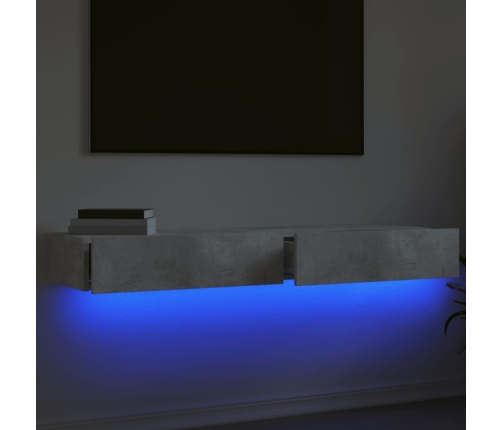 Mueble de TV con luces LED 2 uds gris hormigón 60x35x15,5 cm