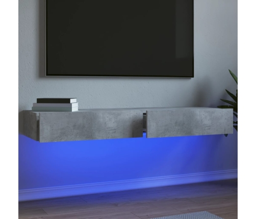 Mueble de TV con luces LED 2 uds gris hormigón 60x35x15,5 cm