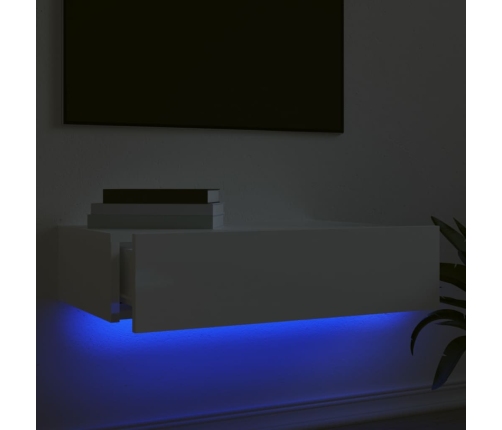 Mueble de TV con luces LED blanco con brillo 60x35x15,5 cm