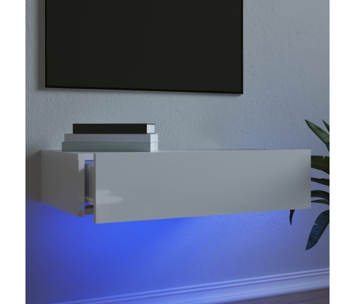 Mueble de TV con luces LED blanco con brillo 60x35x15,5 cm