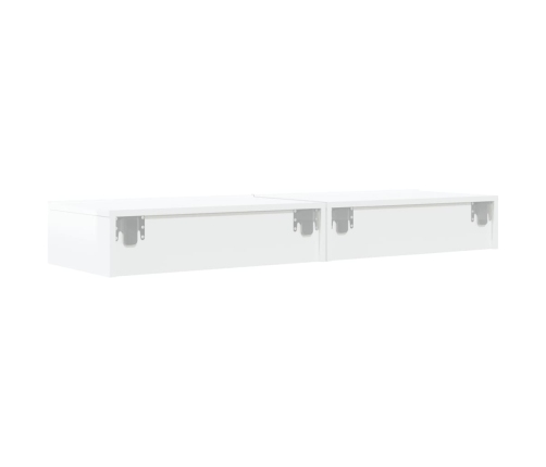 vidaXL Muebles de TV con luces LED 2 uds blanco brillo 60x35x15,5 cm