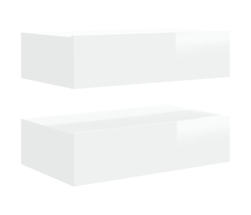 vidaXL Muebles de TV con luces LED 2 uds blanco brillo 60x35x15,5 cm