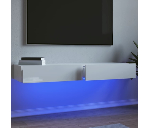 vidaXL Muebles de TV con luces LED 2 uds blanco brillo 60x35x15,5 cm