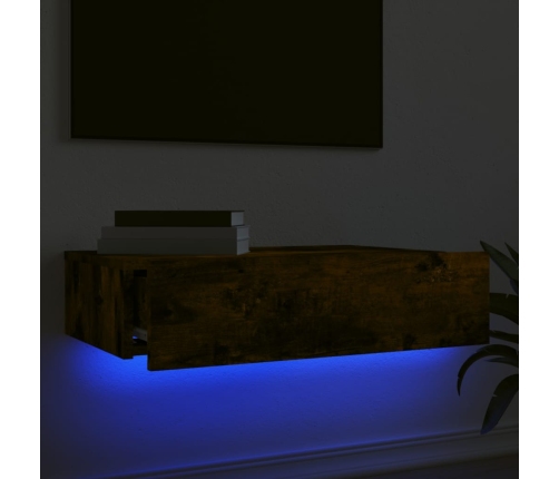 Mueble de TV con luces LED roble ahumado 60x35x15,5 cm