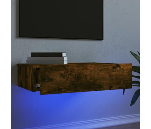 Mueble de TV con luces LED roble ahumado 60x35x15,5 cm