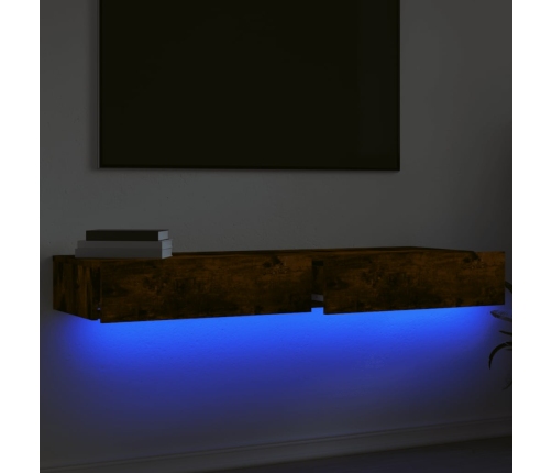 vidaXL Muebles de TV con luces LED 2 uds roble ahumado 60x35x15,5 cm