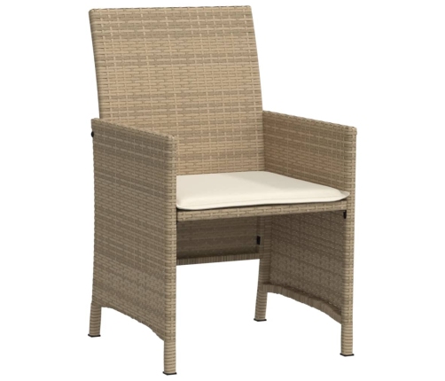 Sillas y mesita de jardín 3 piezas ratán sintético cojín beige
