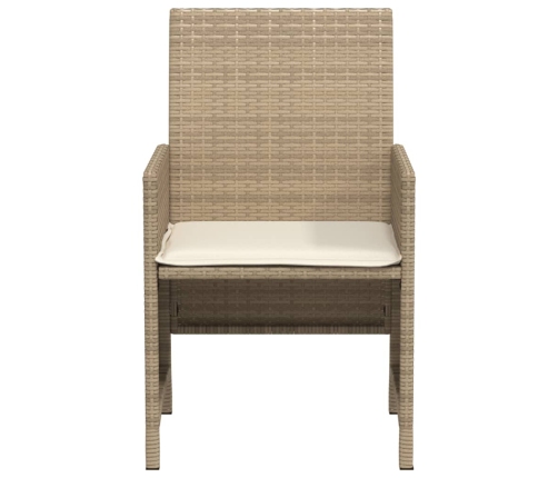 Sillas y mesita de jardín 3 piezas ratán sintético cojín beige