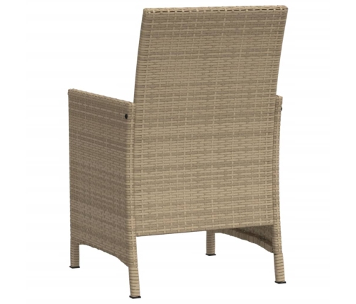 Sillas y mesita de jardín 3 piezas ratán sintético cojín beige